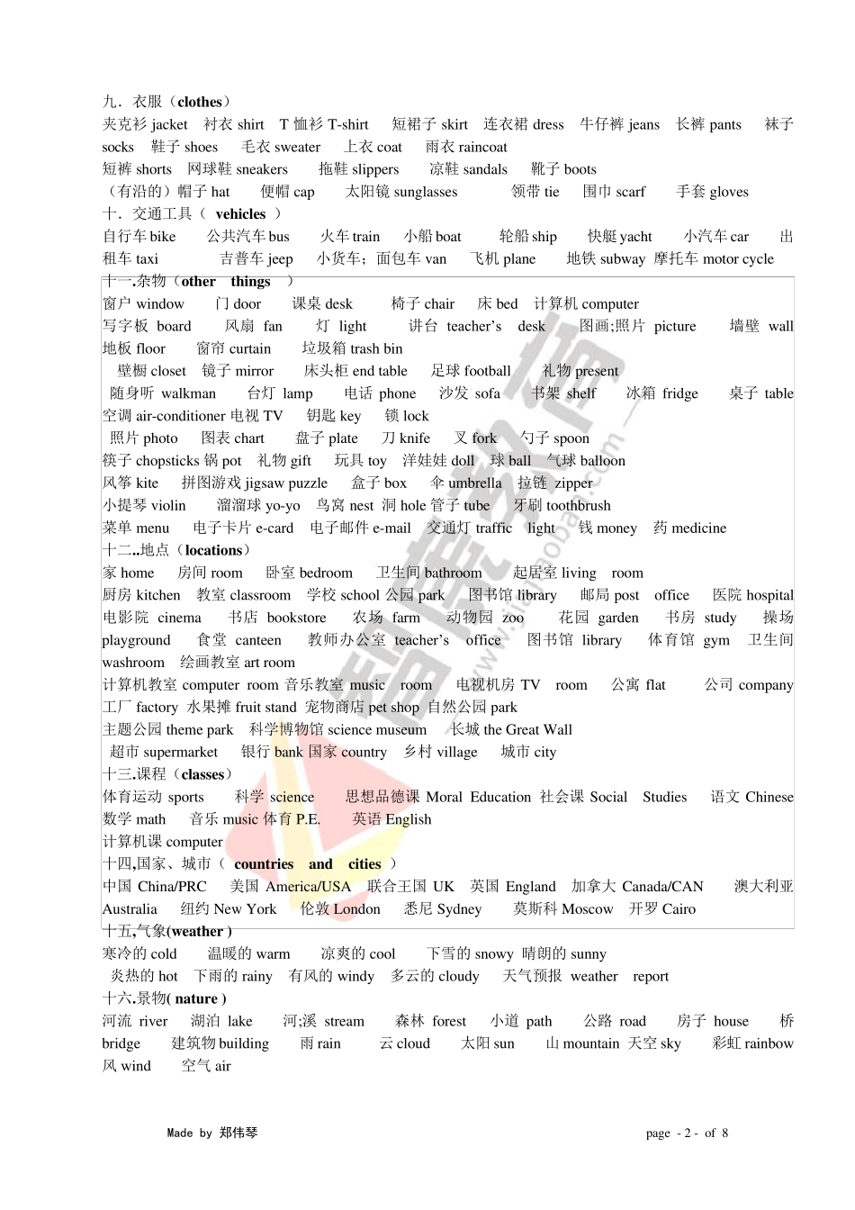 小学英语单词分类记忆_第2页