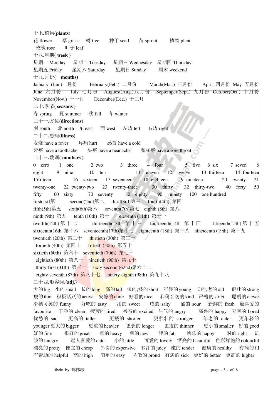 小学英语单词分类记忆_第3页