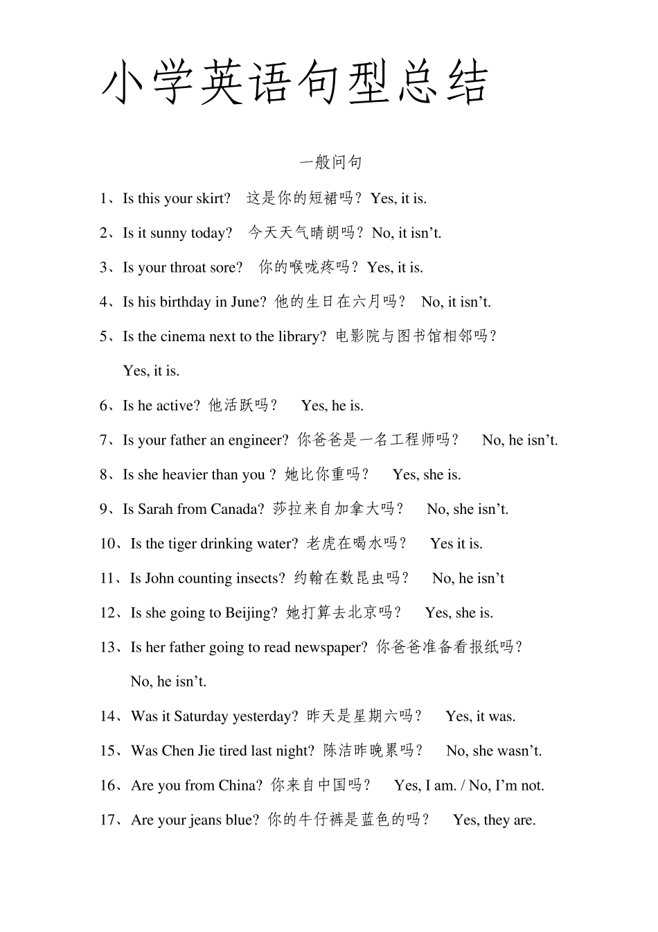 小学英语句型总结_第1页