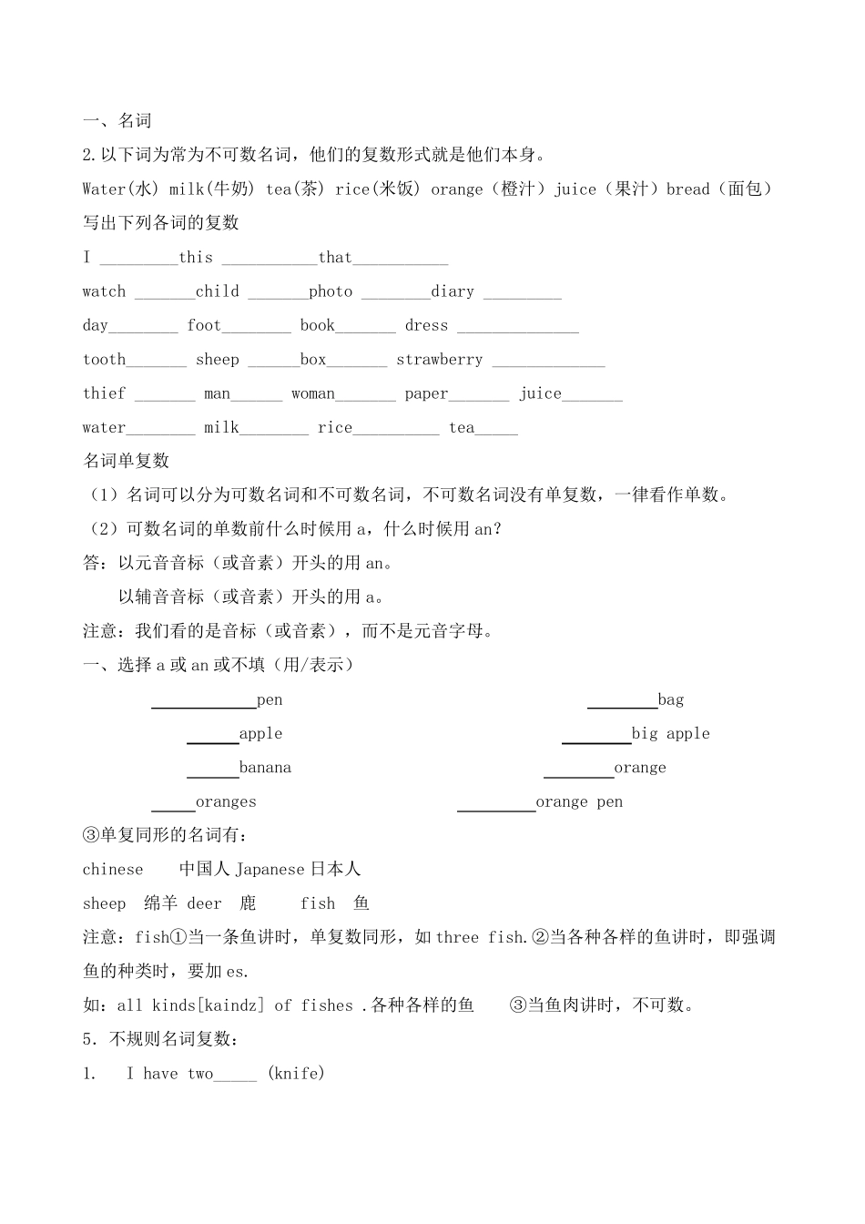 小学英语名词变复数练习题_第1页