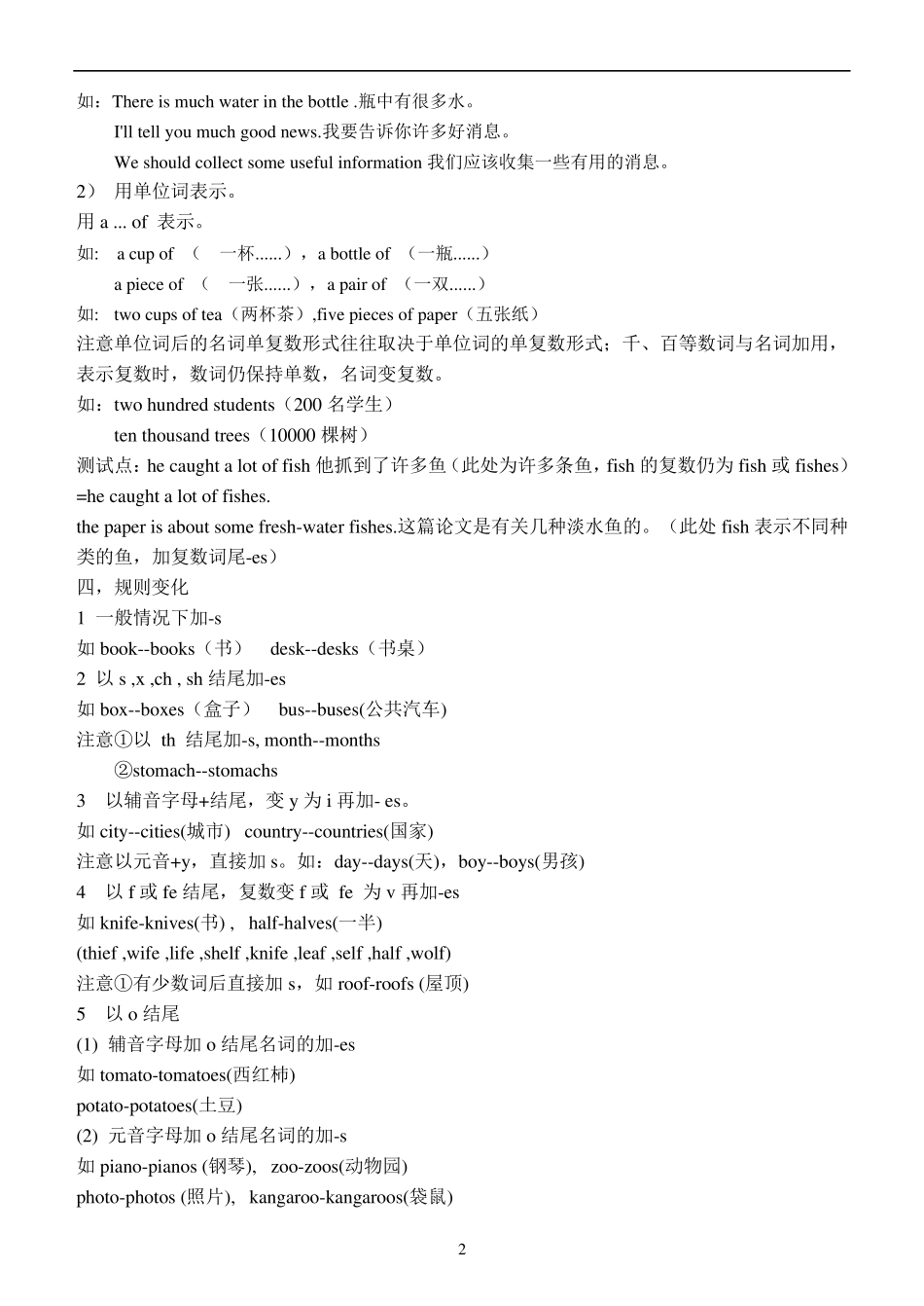 小学英语名词知识点及练习_第2页