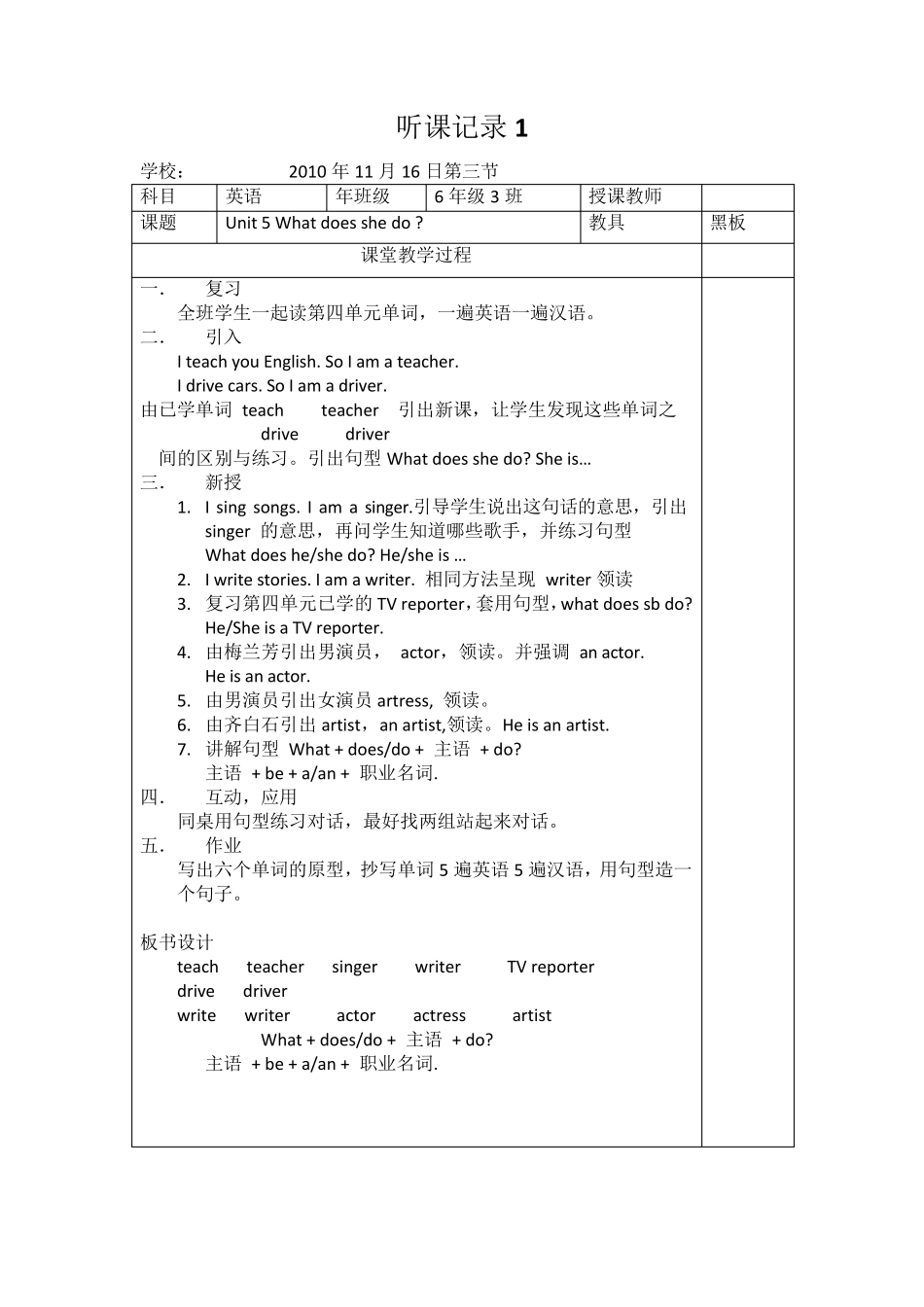 小学英语听课记录10篇_第2页