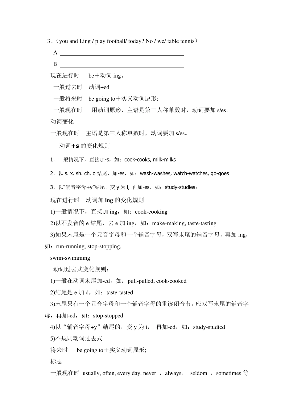 小学英语四种时态的综合讲解及练习_第2页