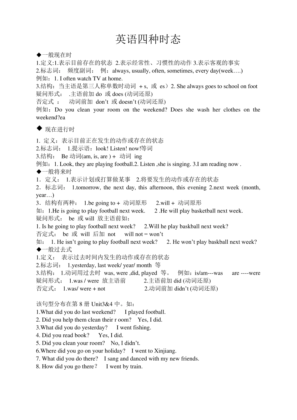 小学英语四种时态_第1页