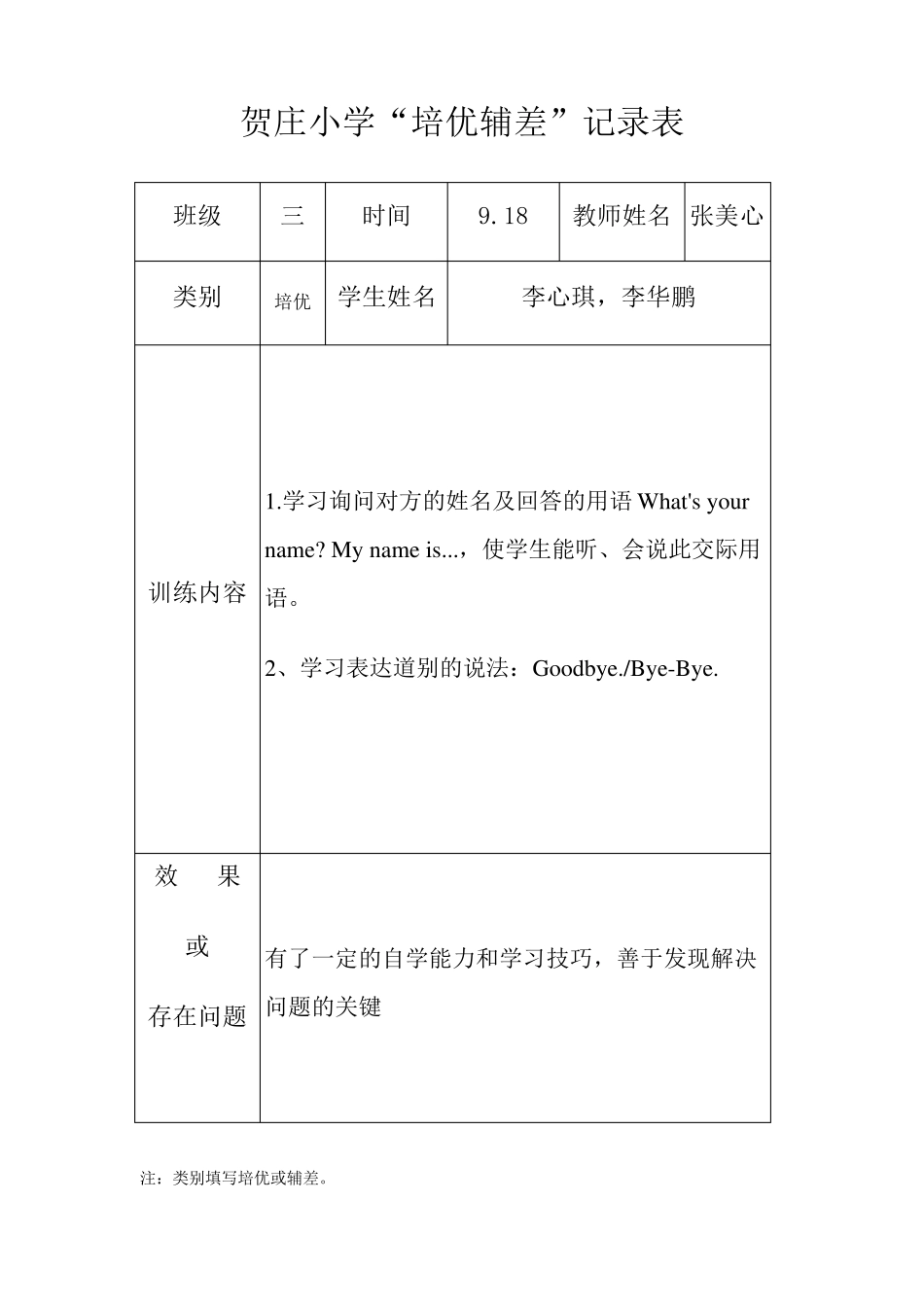 小学英语培优辅差记录表_第3页