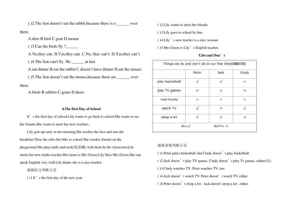 小学英语基础阅读理解30篇_第2页