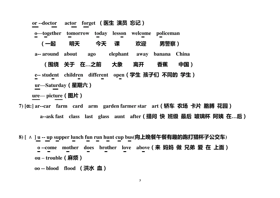 小学英语字母及字母组合读音归纳汇总_第3页