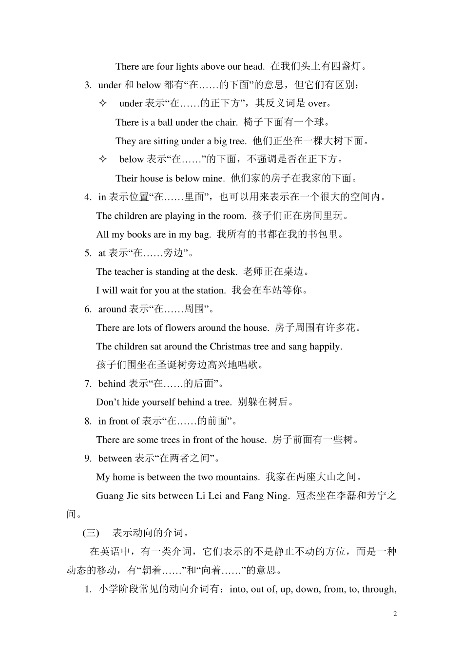 小学英语常用介词及用法_第2页
