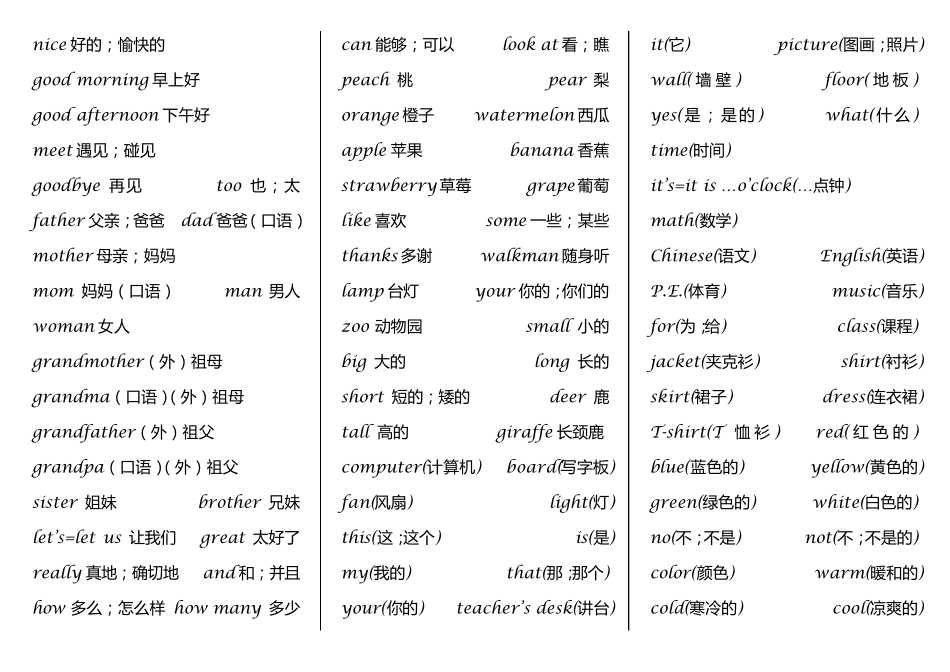 小学英语必背单词(非常工整,精)_第2页
