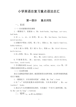 小学英语总复习重点语法总汇