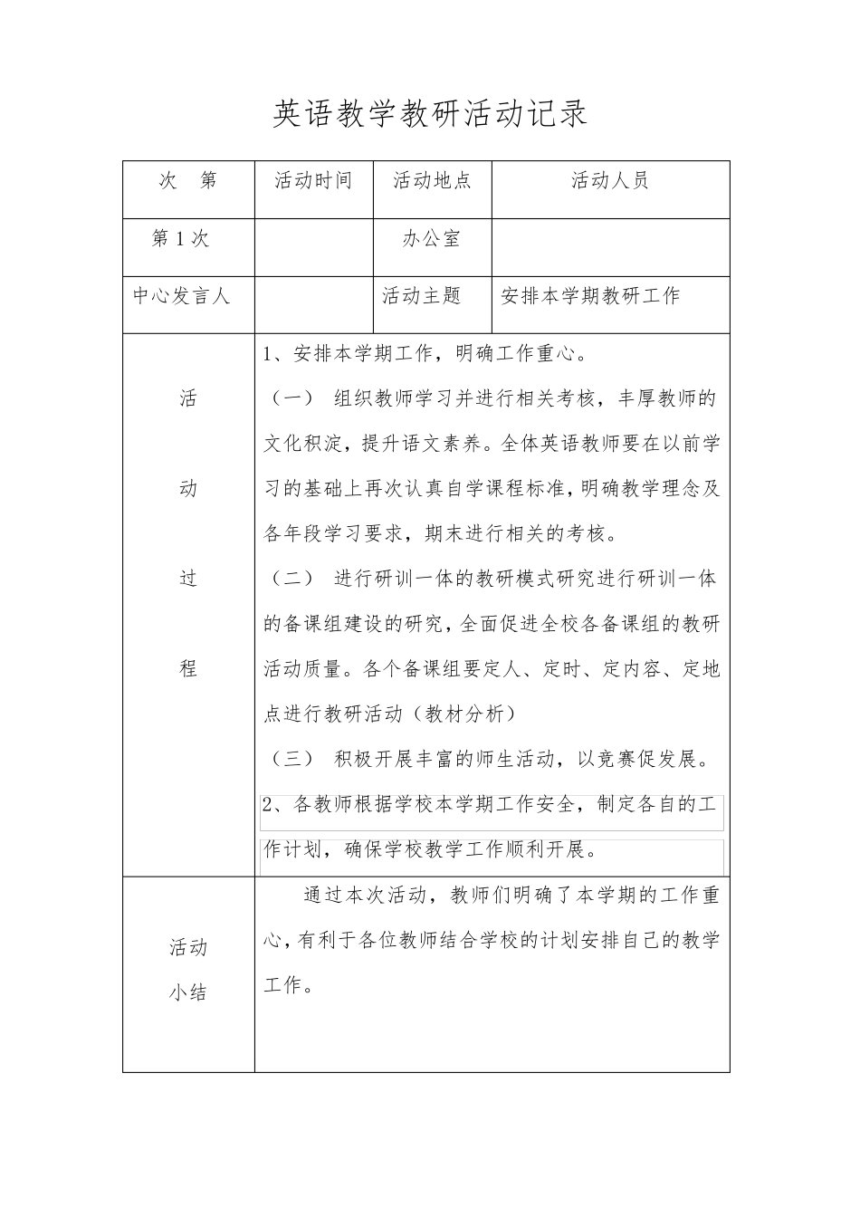 小学英语教研记录_第1页