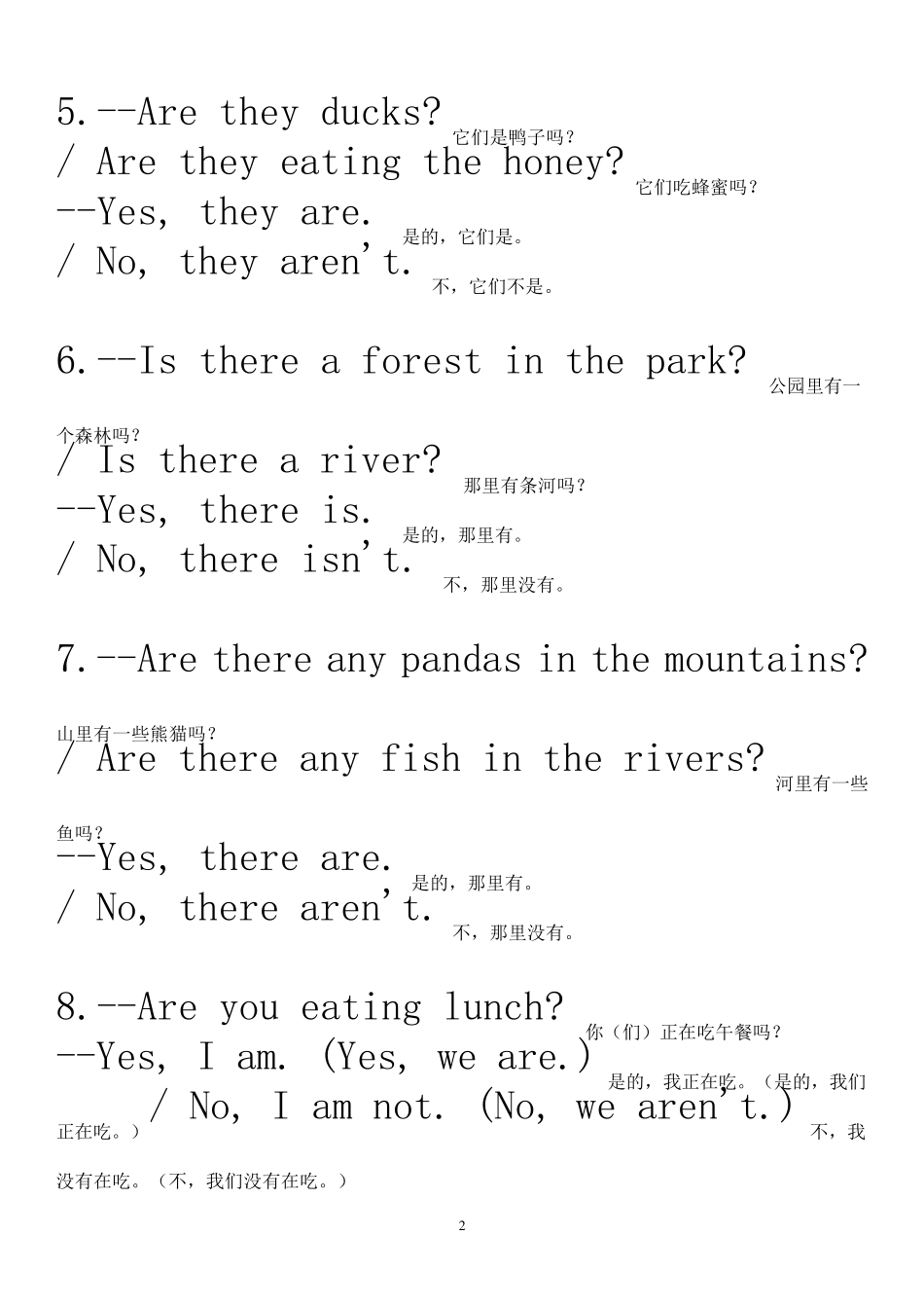 小学英语日常对话(精华打印版)_第2页