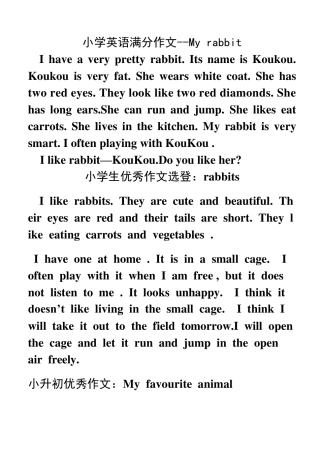 小学英语满分作文