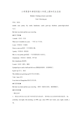 小学英语牛津深圳版六年级上册知识点总结