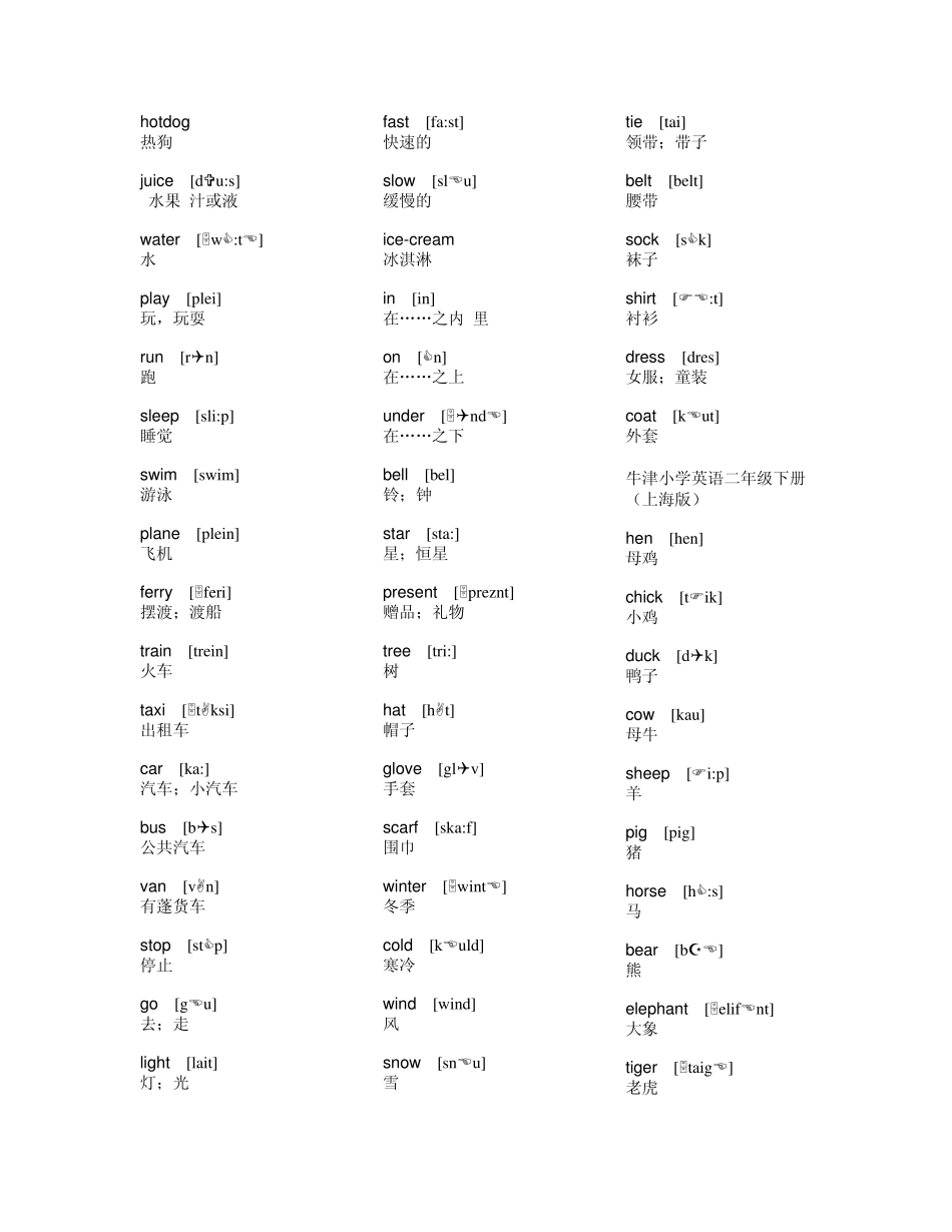 小学英语牛津词汇表(带音标)_第3页