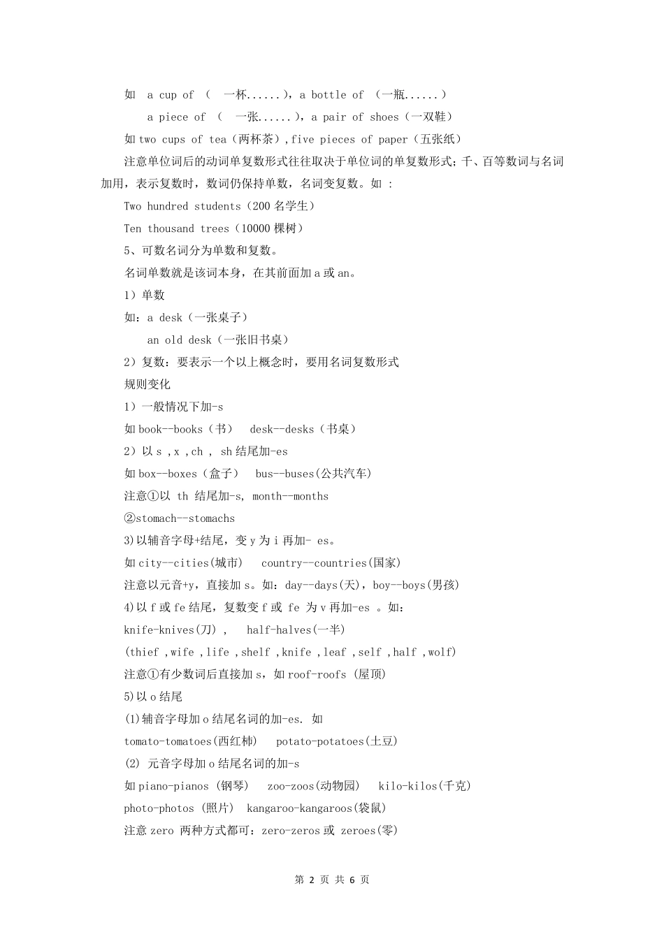 小学英语知识点总结：名词_第2页