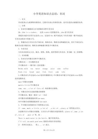 小学英语知识点总结：名词