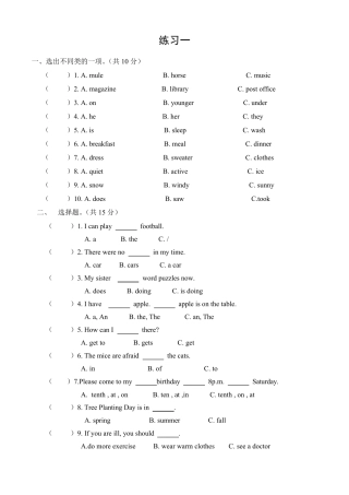 小学英语能力测评模拟试卷(共4套含答案)