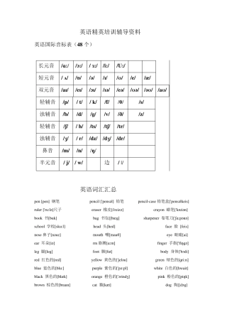 小学英语词汇汇总(所有单词附带音标)修改版