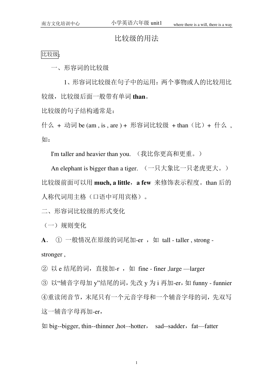 小学英语语法_形容词的比较级_第1页