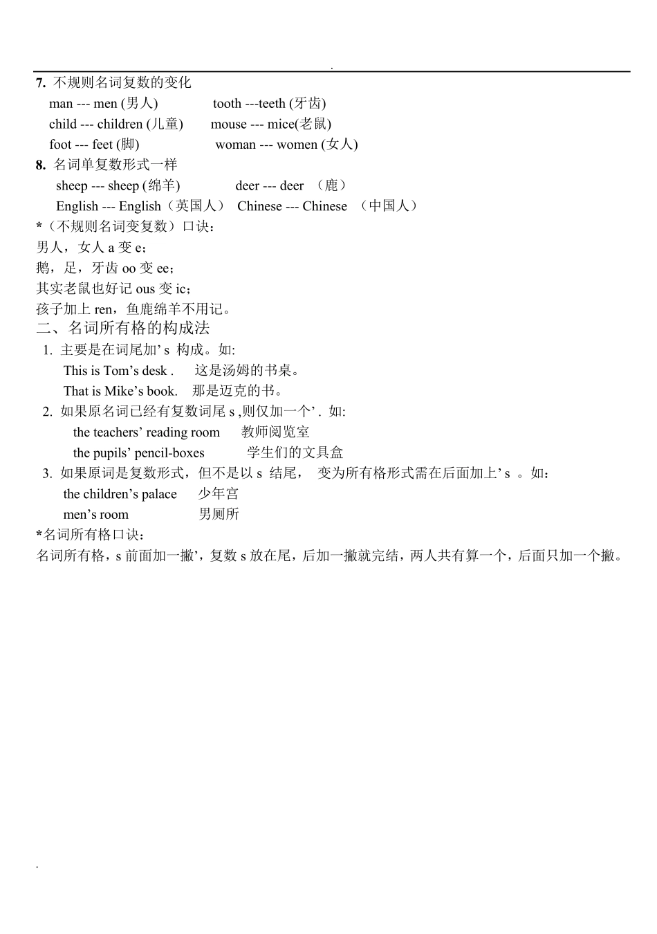 小学英语语法大全(附练习题)_第3页