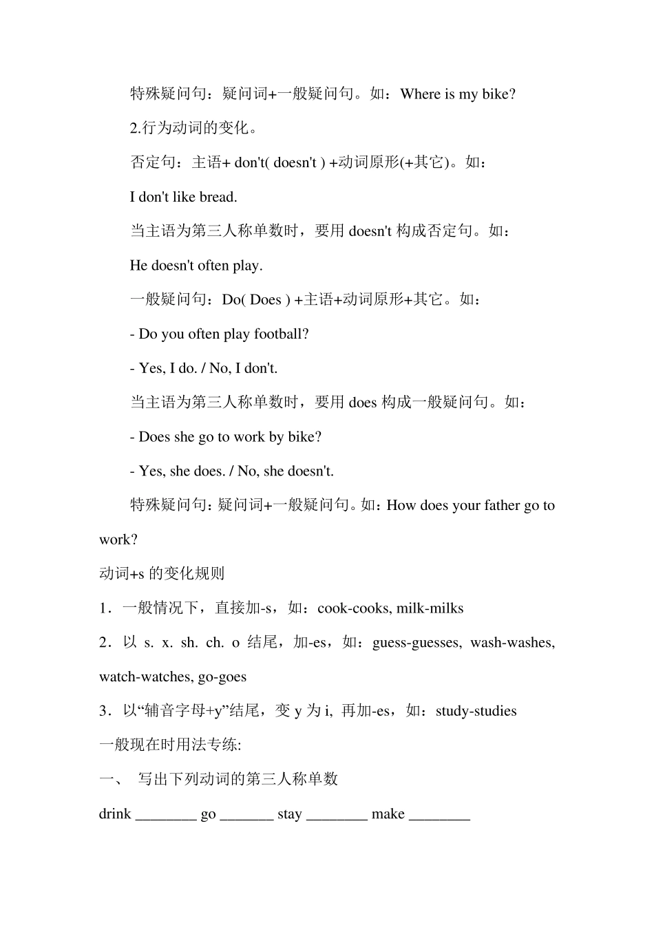 小学英语语法知识及习题打印版_第3页