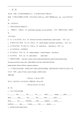 小学英语语法重点归纳总结