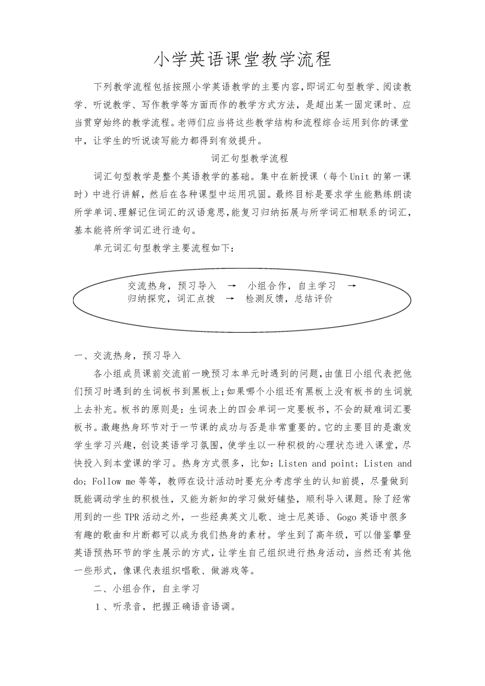 小学英语课堂教学流程_第1页