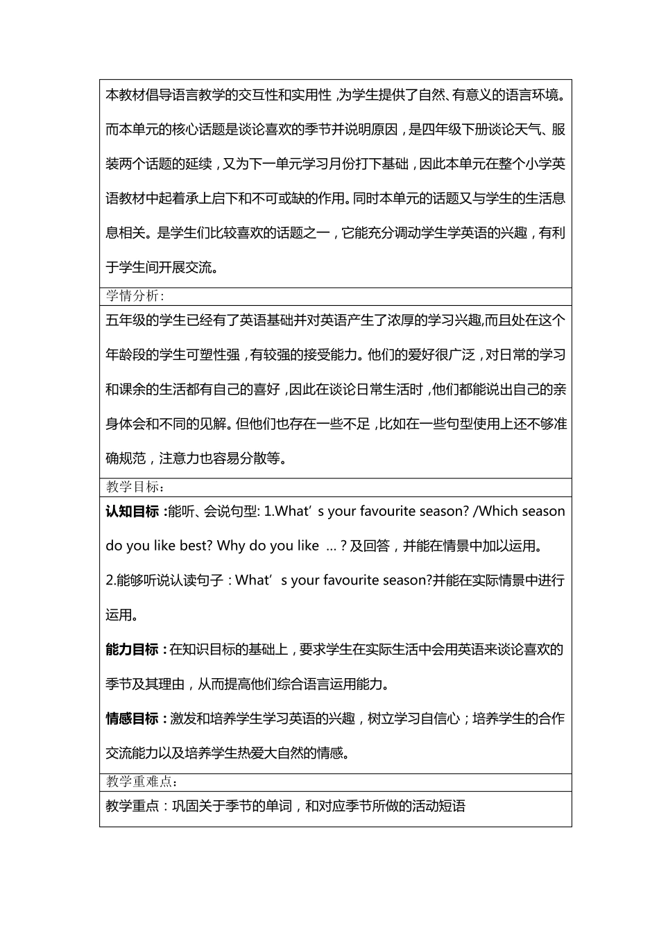 小学英语课程教学设计_第2页