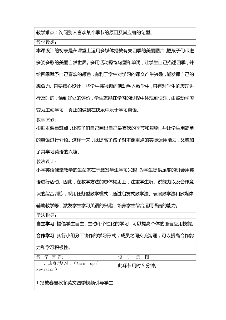 小学英语课程教学设计_第3页