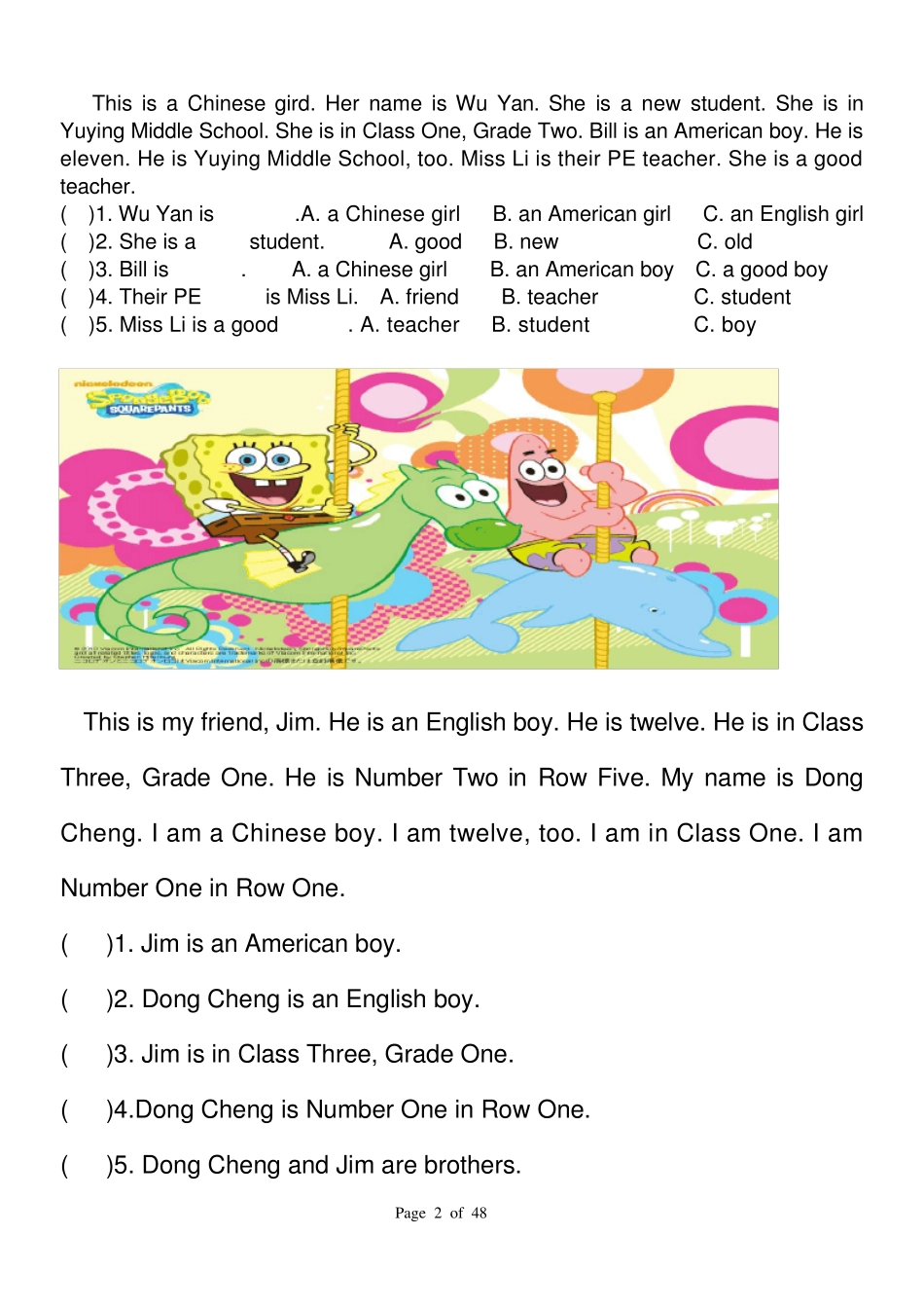 小学英语阅读理解题_第2页