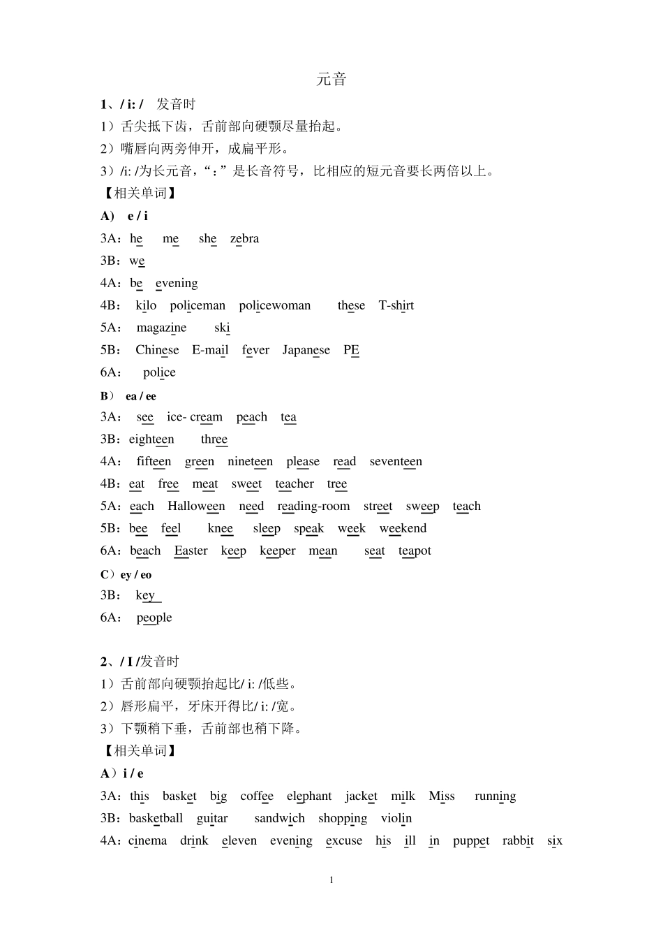 小学英语音标表整理_第1页