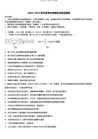 2024年江苏省兴化一中高三下学期联考生物试题含解析