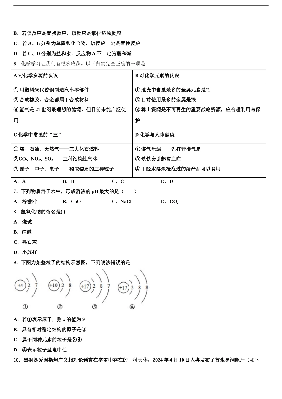 2024年江苏省南京市南京外国语校中考化学最后一模试卷含解析_第2页