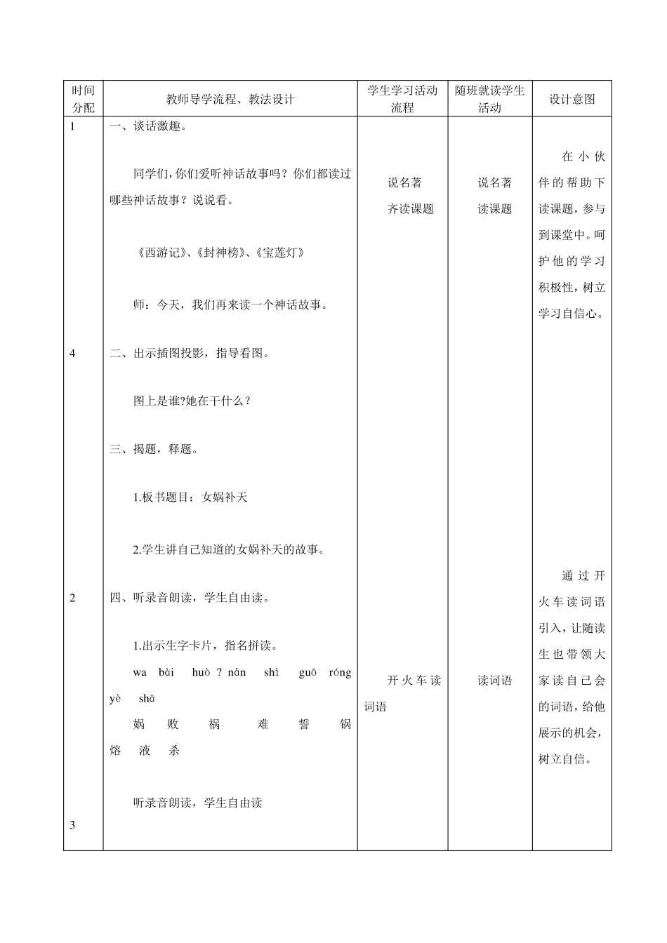小学语文三年级上册随班就读《女娲补天》教案_第2页