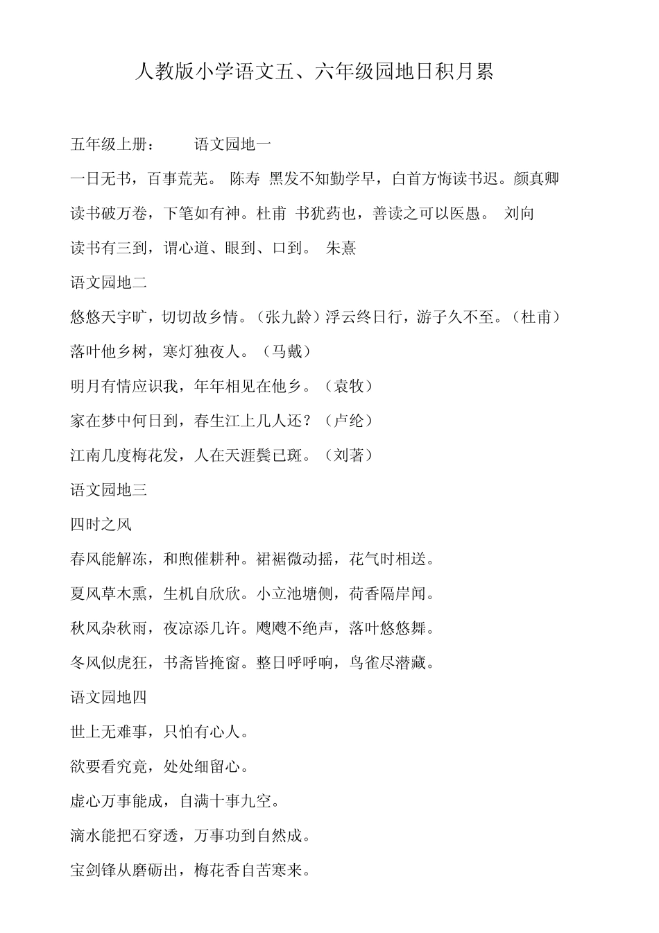小学语文五六年级日积月累_第1页