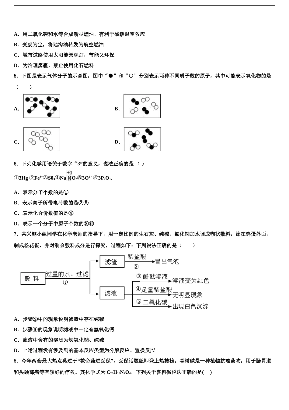 2024年江苏省南师大附中树人校中考三模化学试题含解析_第2页