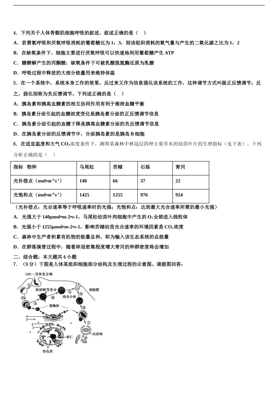 2024年江苏省南洋高级中学高三最后一模生物试题含解析_第2页