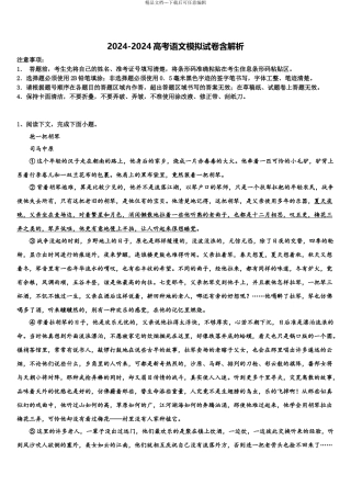 2024年江苏省南菁高级中学高三第一次模拟考试语文试卷含解析