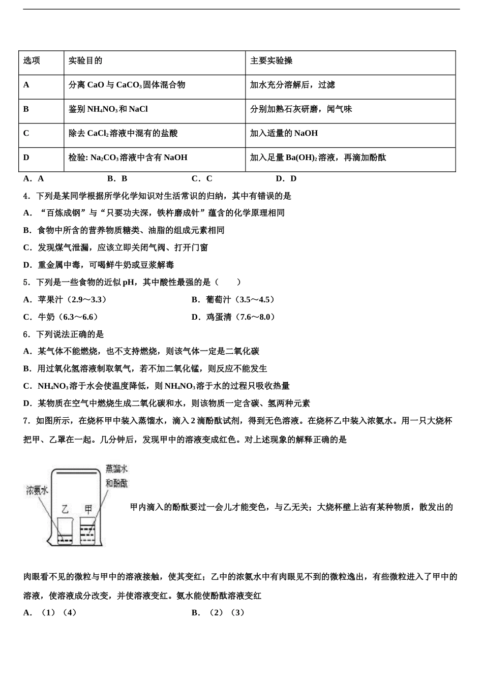 2024年江苏省句容市中考适应性考试化学试题含解析_第2页