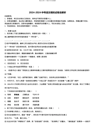 2024年江苏省启东市建新中学中考语文对点突破模拟试卷含解析