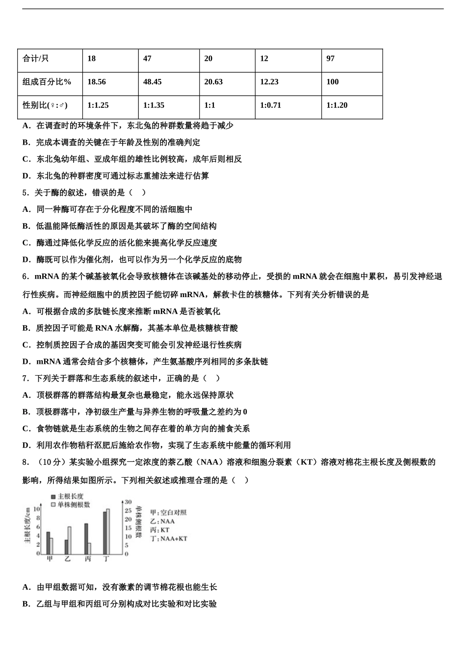 2024年江苏省徐州市铜山区大许中学高三压轴卷生物试卷含解析_第2页