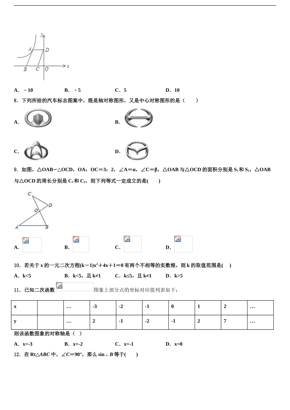 2024年江苏省徐州市锥宁县重点名校中考数学适应性模拟试题含解析_第2页