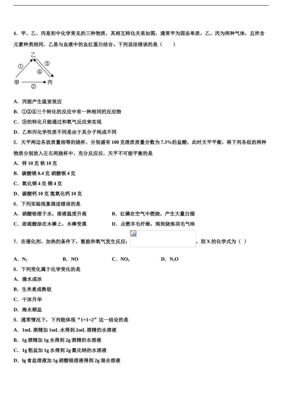 2024年江苏省江都区周西中学中考适应性考试化学试题含解析_第2页