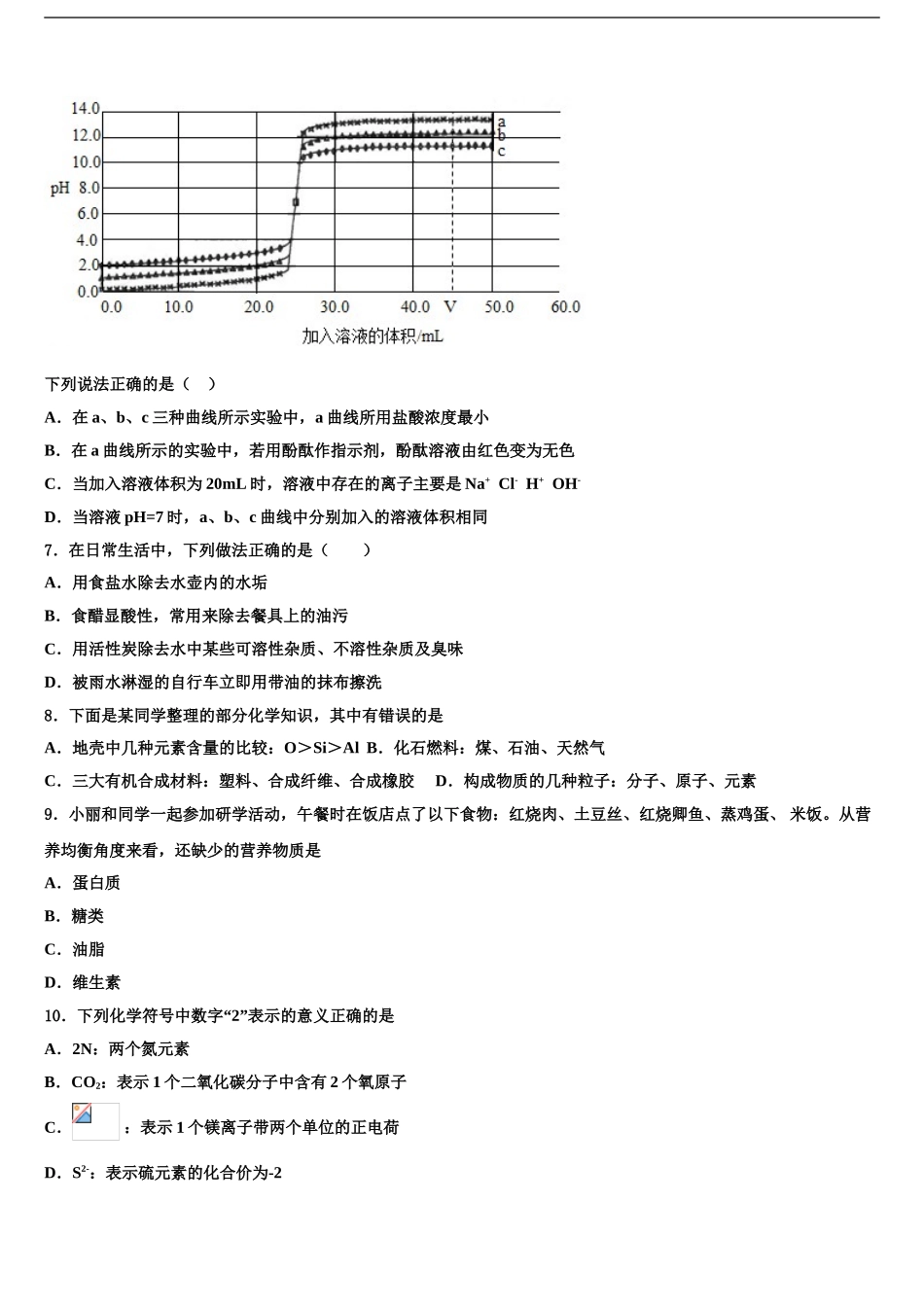 2024年江苏省江阴市华士片、澄东片中考联考化学试题含解析_第2页