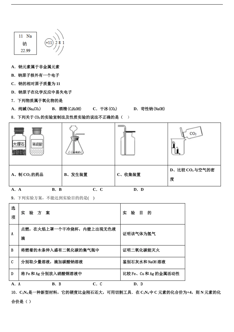 2024年江苏省盐城市大丰区共同体重点达标名校中考一模化学试题含解析_第2页
