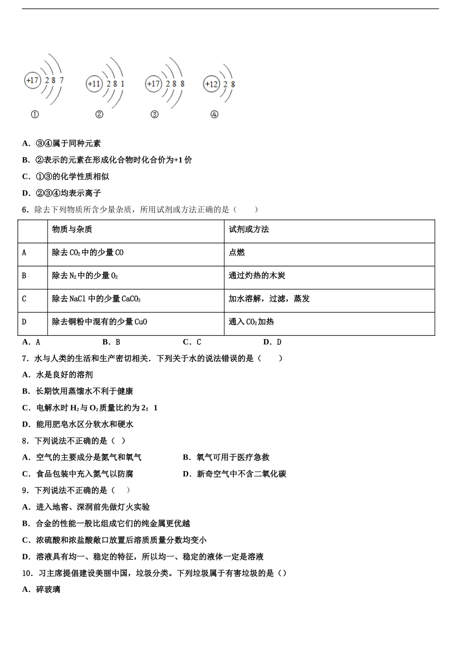 2024年江苏省盐城市大丰区第一共同体达标名校中考试题猜想化学试卷含解析_第2页