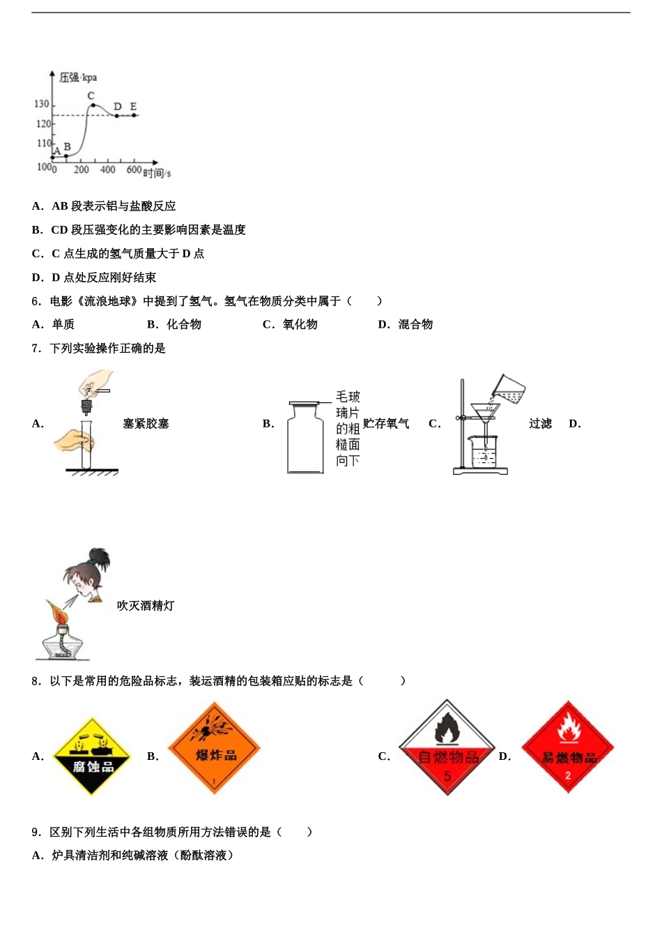 2024年江苏省盐城市阜宁县市级名校中考化学四模试卷含解析_第2页