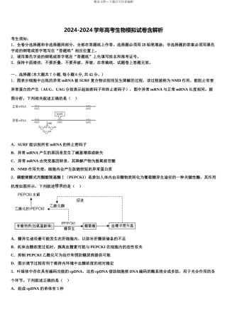 2024年江苏省苏州大学高三第六次模拟考试生物试卷含解析