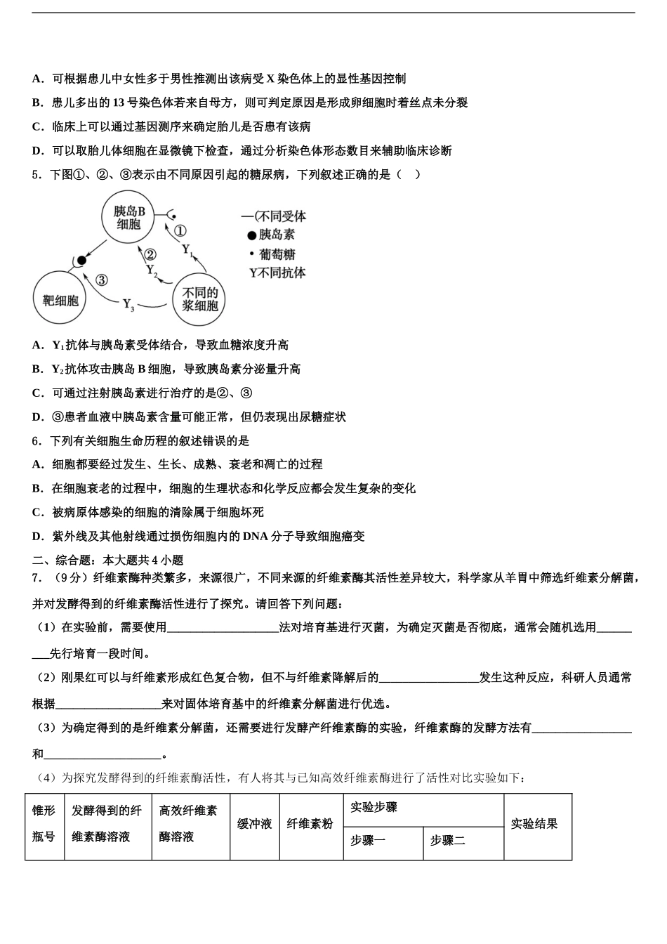 2024年江苏省苏州市景范中学高考生物三模试卷含解析_第2页